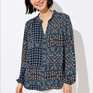 LOFT Patchwork Back Peplum Blouse